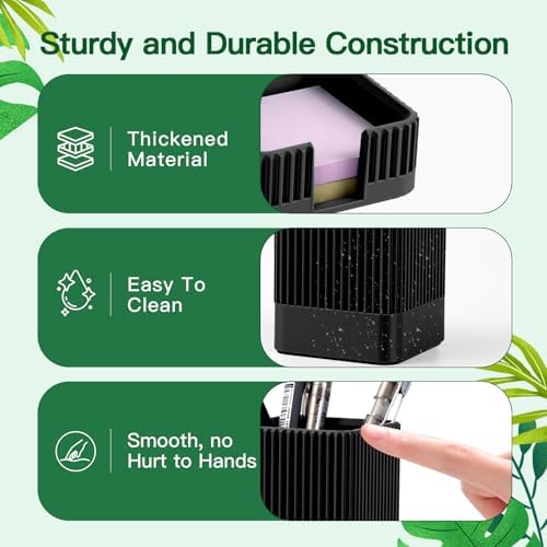 Aesthetic Desk Organizers and Accessories Set of 3 with Pen Holder,Paperclip Holder,Sticky Note Holder - Durable Plastic Pencil Holder for Office Women Men-Teacher Appreciation/Back-to-school Gift - Image 5