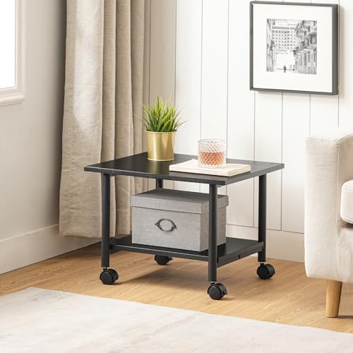 HOOBRO Printer Stand, 2-Tier Industrial Under Desk Printer Cart with Shelf, Mobile Heavy Duty Storage Rack on Wheels for Home, Office, Black BB02PS01G1 - Image 5