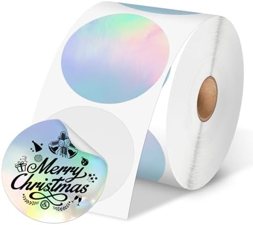 Phomemo 2” Circle Thermal Label, Self-Adhesive Round Direct Sticker Labels, Circular Thermal Printer Label for Logo Design, Name Tag, Thanks Card, Address, QR Code, 400 Pcs of Labels/Roll, Laser Color by Phomemo