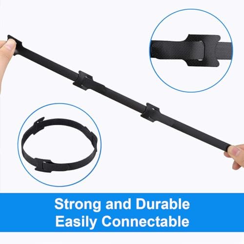 California JOS 60 PCS 6 Inches Reusable Cable Ties, Adjustable Cord Straps, Cable Organizer, Cord Wrap and Hook Loop Cords Management - Black - Image 5