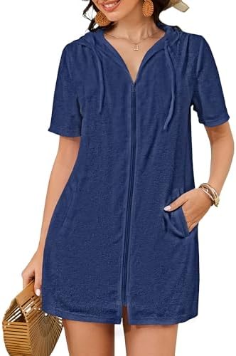 Bsubseach Terry Cloth Swim Cover Up Women Zipper Swimsuit Beach Robes by Bsubseach