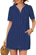 Bsubseach Terry Cloth Swim Cover Up Women Zipper Swimsuit Beach Robes by Bsubseach