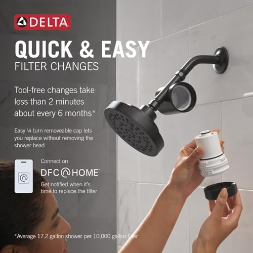 Delta Faucet Clarifi Standard Shower Filter Attachment with Filter, Shower Water Filter, Shower Head Filter, Matte Black 7SF100-BL - Image 3