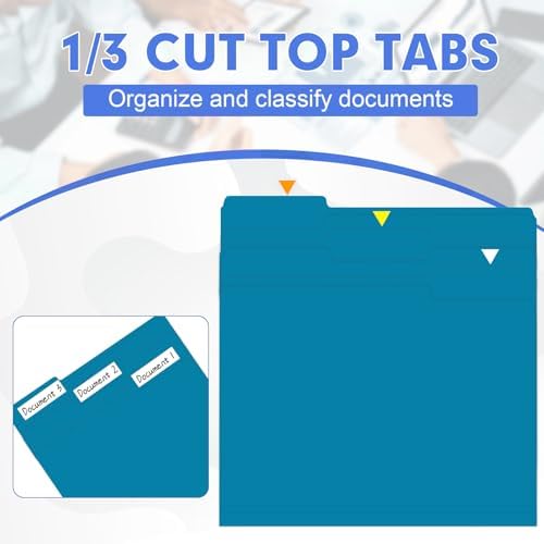 File Folder, HERKKA 30 Pack 1/3 Cut Tab File Folders, File Folders Great for Organizing and Filing, Letter Size, Blue - Image 3
