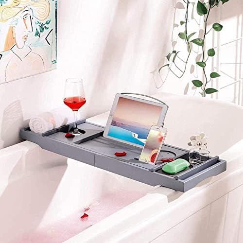 Bamboo Bathtub Caddy Tray with Glass Holder Expandable Design for Most Bathtubs Sturdy Stylish and Pink 75 110 * 23 * 5cm - Image 4