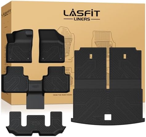 LASFIT TPE All-Weather Floor Mats Full Set for Volkswagen Atlas 2019–2026, 6-Seat Captain’s Chairs, 3-Row Floor Mats, Cargo Liner & Seatback Liners, Black by LASFIT