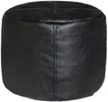 Thgonwid Unstuffed Faux Leather Pouf Cover, Handmade Footstool Ottoman Storage Solution, Floor Footrest Cushion - 16.5" Dx12 H, Pure Black by Thgonwid