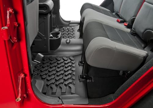 Quadratec Ultimate Front & Rear Floor Liner Set with Cargo Mat - Fits Jeep Wrangler JK 4-Door 2007-2013 - All Weather Deep Tread Custom Contoured Floor Mats (Fits 07-10 Without Subwoofer) - Image 5