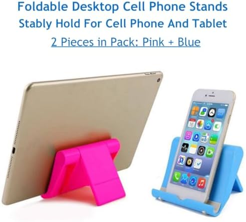 Cell Phone Stand 2 Pack, Desktop Holder for Phones & Tablets (2, Blue+Pink) - Image 2