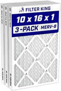Filter King 10x16x1 Air Filter MERV 8, AC Furnace Filters (3-Pack) by FilterKing