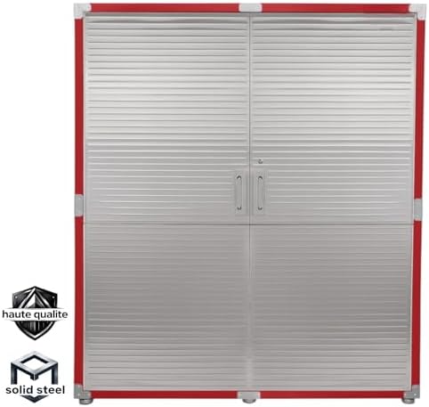 Heavy Duty Steel Storage Cabinet with Double Doors, Adjustable Shelves, Door Secured Lock, Large Capacity Organizer for Garages,Offices and Warehouses (Red, 60" W x 24" D x 72" H) - Image 4