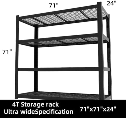 4-Tier Heavy Duty Garage Shelving, 8,000 lbs Capacity Adjustable Metal Storage Shelving Unit for Garage, Basement, Warehouse & Workshop, 71" W x 24" D x 71" H - Image 3