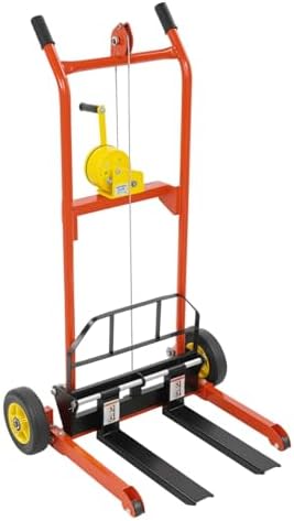 Hydraulic Material Lift Winch Stacker, Pallet Truck Dolly, Adjustable Stacker Fork Lift, 330 Lbs 40" Max Lift with 9" Casters, Removable Lifting Platform for Warehouse, Factory, Workshop by Unknown