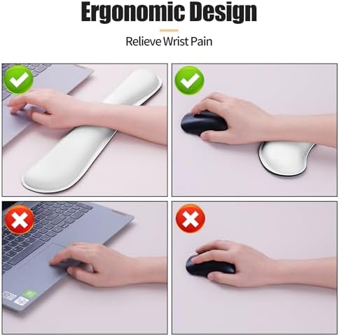 Bloss Leather Desk Pad and Keyboard Wrist Rest, Large Mouse Pad + Keyboard Pad+Mouse Wrist Support, Non-Slip Desk Mat Protector for Office, Home (35.4×15.7 Inches,White) - Image 5