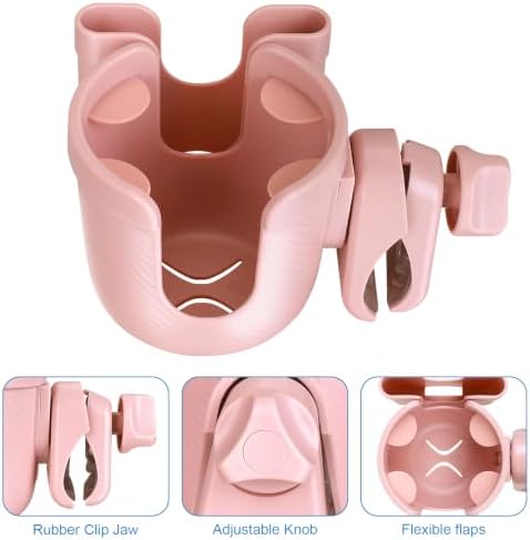Accmor Stroller Cup Holder with Phone Holder, Bike Cup Holder, Walker Scooter Wheelchair Cup Holder Attachment, Universal Cup Holder for Uppababy Graco Strollers - Image 4