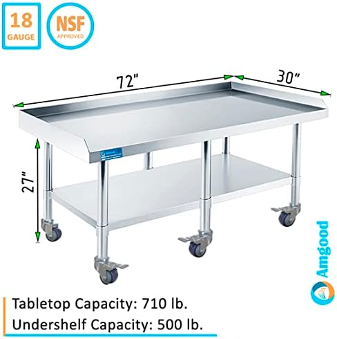 Stainless Steel Rolling Equipment Stand with Wheels (30 x 72) - Image 2