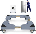 Appliance Dolly Cart with 4 Locking Wheels Mini Fridge Stand Adjustable 16"-26" Universal Mobile Roller for Portable Washer, Dryer, Refrigerator, Furniture, Grey by KUPAO
