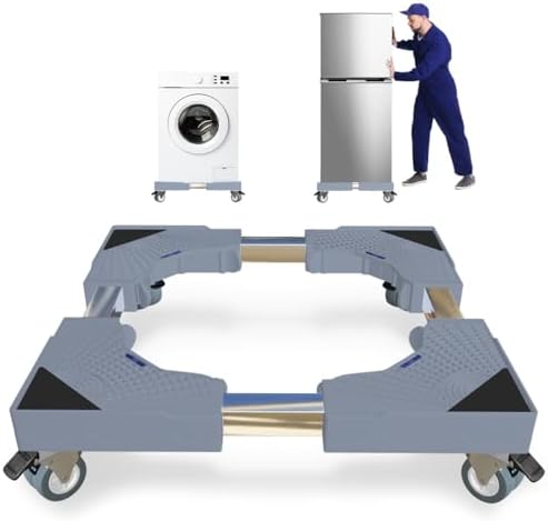 Appliance Dolly Cart with 4 Locking Wheels Mini Fridge Stand Adjustable 16"-26" Universal Mobile Roller for Portable Washer, Dryer, Refrigerator, Furniture, Grey by KUPAO
