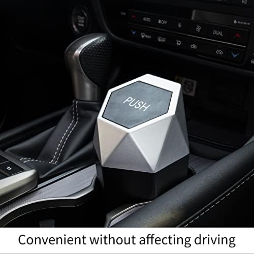JUSTTOP Car Trash Can with Lid, Mini Diamond Design Portable Trash Can, Plastic Material and Multipurpose Organizers for Car,Home,Office(Silver) - Image 7