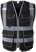 High Visibility Safety Vest - Multi Pockets Reflective Mesh Breathable Workwear, ANSI/ISEA Standards (4X-Large-5X-Large, Black Mesh) by MAKETHEWORLDSAFER