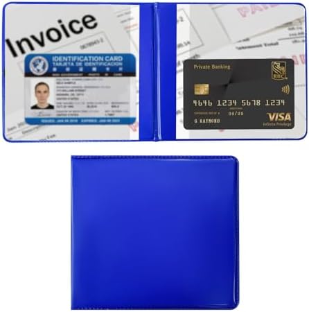 Ziciner Car Registration and Insurance Holder, 5.2"× 4.7" Premium Auto Glove Box Organizer with Closure, Essential Vehicle Document Holder for Card, Driver License (Blue) by Ziciner