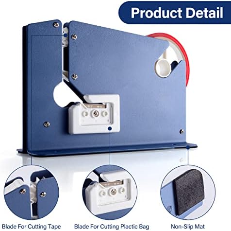 kimilus Steel Tape Bag Sealer with 2 Bag Sealing Tape, Plastic Bag Sealer Poly Bag Sealer for Meat Cake Bread Icing, Heavy Duty Metal Produce Bag Sealing Taper Dispenser - Image 3