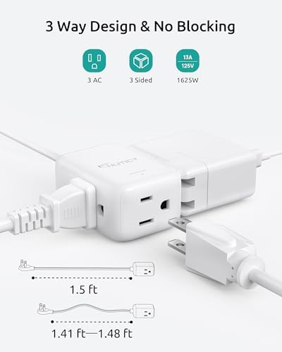 1.5FT Short Two Prong Extension Cord, 2 Prong to 3 Prong Outlet Adapter - Image 4