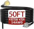 Skrizcable 14/3 50 FT Extension Cord Outdoor, Black Power Cord by Skrizcable