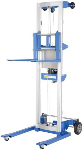 Vestil A-LIFT-S-EHP Aluminum/Steel Adjustable Straddle Manual Hand Winch Lift Trucks 350 Lb. Capacity Silver/Blue - Image 2