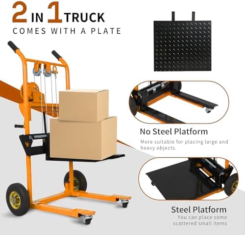 Tory Carrier Winch Stacker Material Lift Dolly 440lbs 35.4" Max Lift - Image 4
