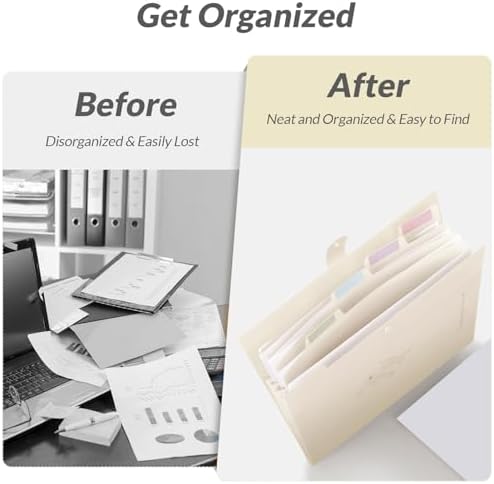 SKYDUE Expanding File Organizer with 5 Pockets, Accordion File Folders with Labels, Portable Document Paper Bill Receipt Organizer, Home College School Office Supplies, Letter Size,Apricot - Image 7