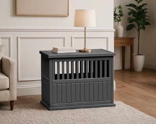 42 Inch Dog Crate Furniture Lockable Dog Kennel Indoor for Large Dogs and Medium Heavy Duty Pet Crate Decorative Pet Cage End Table,Black - Image 2