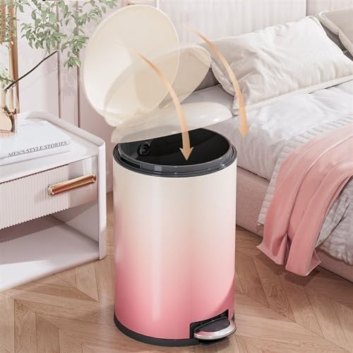 Purple Stainless Steel Smart Trash Can with Lid Step Pedal and Removable Liner Ideal for Living Room Bedroom Office and Bathroom Modern Gradient Design Wastebasket for Ga - Image 7