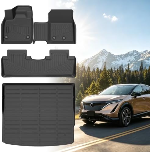Floor Mats for Nissan Ariya 2023-2025,TPE Floor Mats 1st & 2nd Rows & Cargo by Vehiwell
