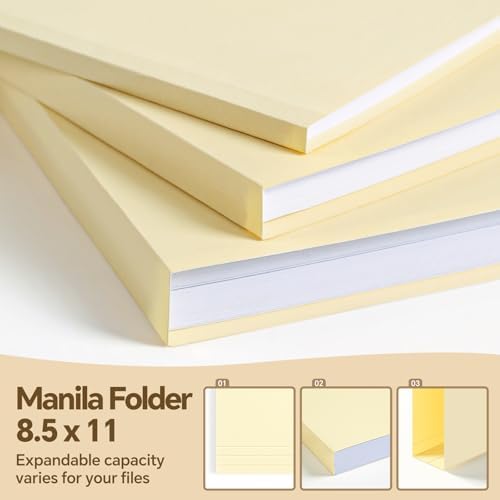 File Folders,50 Pack Manilla Folders 8.5x11,1/3 Cut Tabs Manila File Folders Letter Size for Easy Labeling and Organization,Vanilla Folders Great for Documents Home School Classroom Office Supplies - Image 4