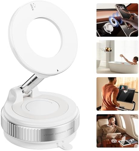 REOKILY Strong Magnetic Car Phone Holder for MagSafe Ultra Vacuum Suction Cup Phone Mount 360° Cell Phone Holders for Your Car Accessories for iPhone 16 15 14 13 12 Android by REOKILYSelects
