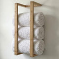 Bamboo Towel Racks - Vertical Wood Towel Rack Bamboo Bathroom Accessories, Storage, Wall Towel Rack for Rolled Towels for Bathroom Furniture, Spa Furniture and Decor (Natural, Medium) by AuraNest