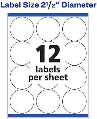 Avery® Round Printable Labels, 2.5" Diameter, Matte White, Sure Feed® Technology, Laser & Inkjet Compatible, 300 Blank Labels Total, Great for Branding, Packages, School Supplies, and More (5294) - Image 6
