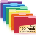 SUNEE File Folders, 120 Pack Manilla Folders 8.5 x 11, Colored File Folders Home Office School Supplies for Documents Files Paper, 6 Assorted Colors by SUNEE