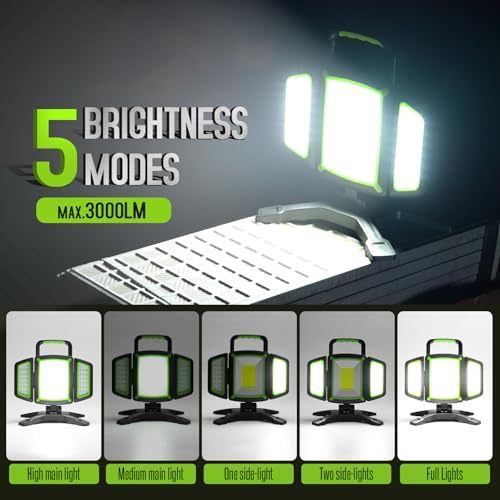 SYLSTAR 30W Rechargeable LED Work Light, 3000LM Magnetic, 5 Modes, 360 Rotatable & Foldable, Waterproof for Garage, Job Site, Camping, Car Repairing - Image 3