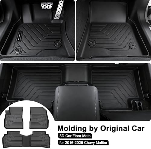 TPE Floor Mats for 2016-2025 Chevy Malibu All Weather Car Floor Liners Fit 2016-2025 Chevrolet Malibu Accessories Black Automotive Car Accessories ﻿ - Image 2