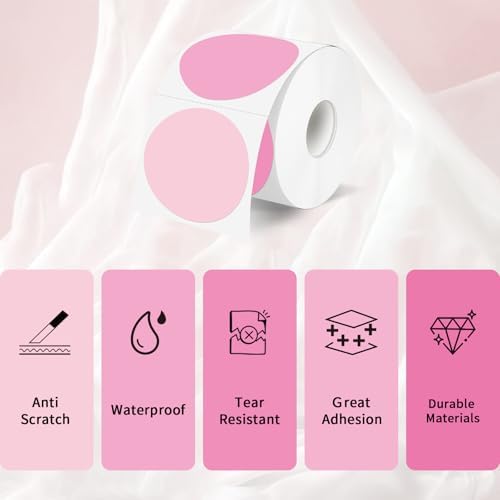 2 Inch Round Thermal Label Stickers, Pink Gradient Circle Thermal Stickers Labels, Direct Thermals Printer Label for Logo Design-300 Sheets/1 Roll - Image 3