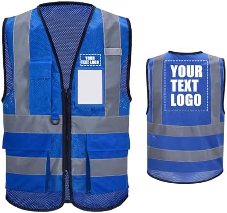 High Vis Safety Vest Reflective Strips, Multi-Pocket Design, Available in Yellow,Orange,black,Pink,blue,Red,purple by Unknown