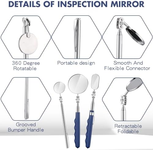 Copkim Telescoping Inspection Mirror Tool,50/25/30 Mm,Round,Oval,Round - Image 3