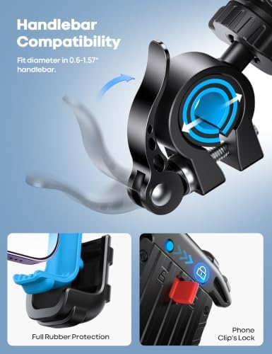 Lamicall Bike Phone Holder Motorcycle Mount - One-Hand Operation, Lockable - Image 5