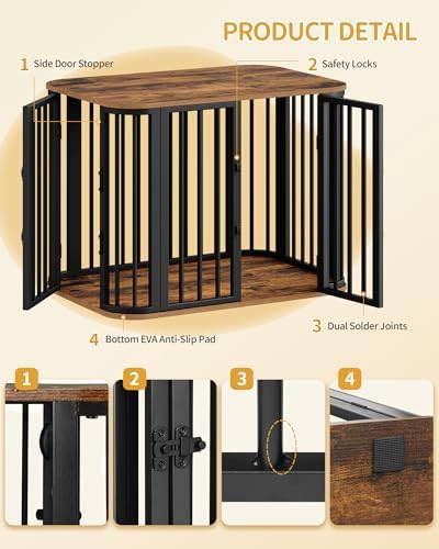 Hzuaneri 31.5'' M Dog Crate Furniture, Wooden Dog Kennel Indoor Dogs Cage - Image 7