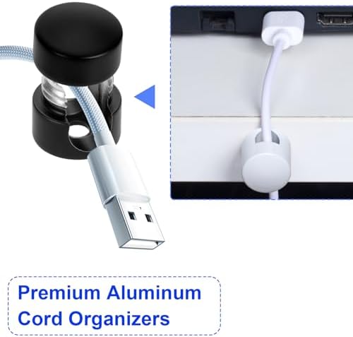 SmallCat 3 Sets Charger Holders for Cords, Adjustable Cable Anchor Holders, Adhesive Metal Cord Clips, Cable Management Wire Organizers for Desk, Office, Nightstand - Matte Black, White, Rose Gold - Image 4
