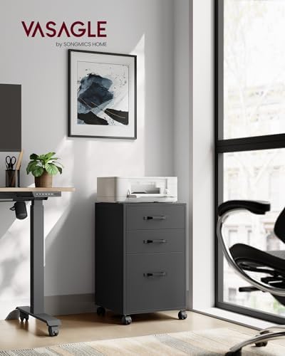 VASAGLE Mobile File Cabinet, 3 Drawers Filing Cabinet with Wheels - Image 2