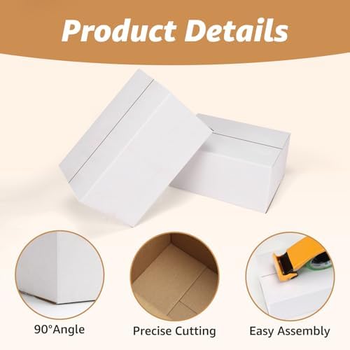 EXYGLO 30 Pack 10x7x5, 11x6x6 Assorted Sizes Shipping Boxes for Small Business, Each Size 15 Pack, White Corrugated Cardboard Small Box for Packaging, Moving, Mailing, and Storing - Image 3