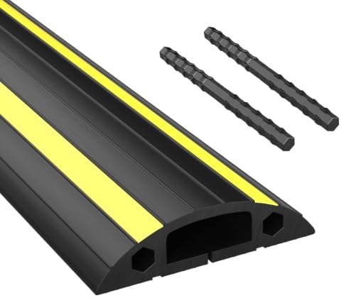Eapele Floor Cord Cover 10ft Cord Covers for Wires on Floor, Linkable Heavy Duty Extension Cord Cover, Rubber Floor Cable Cover, Prevent Trip Hazard for Sidewalk Home Office Outdoor or Indoor Settings by Eapele